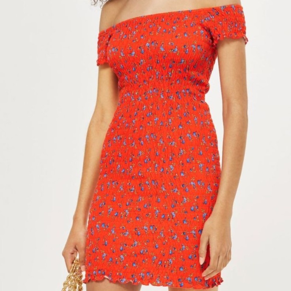 Topshop TALL Shirred Bodycon Dress size 14US 💎
